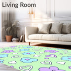 Cute Floral Heart Pattern Design Rug