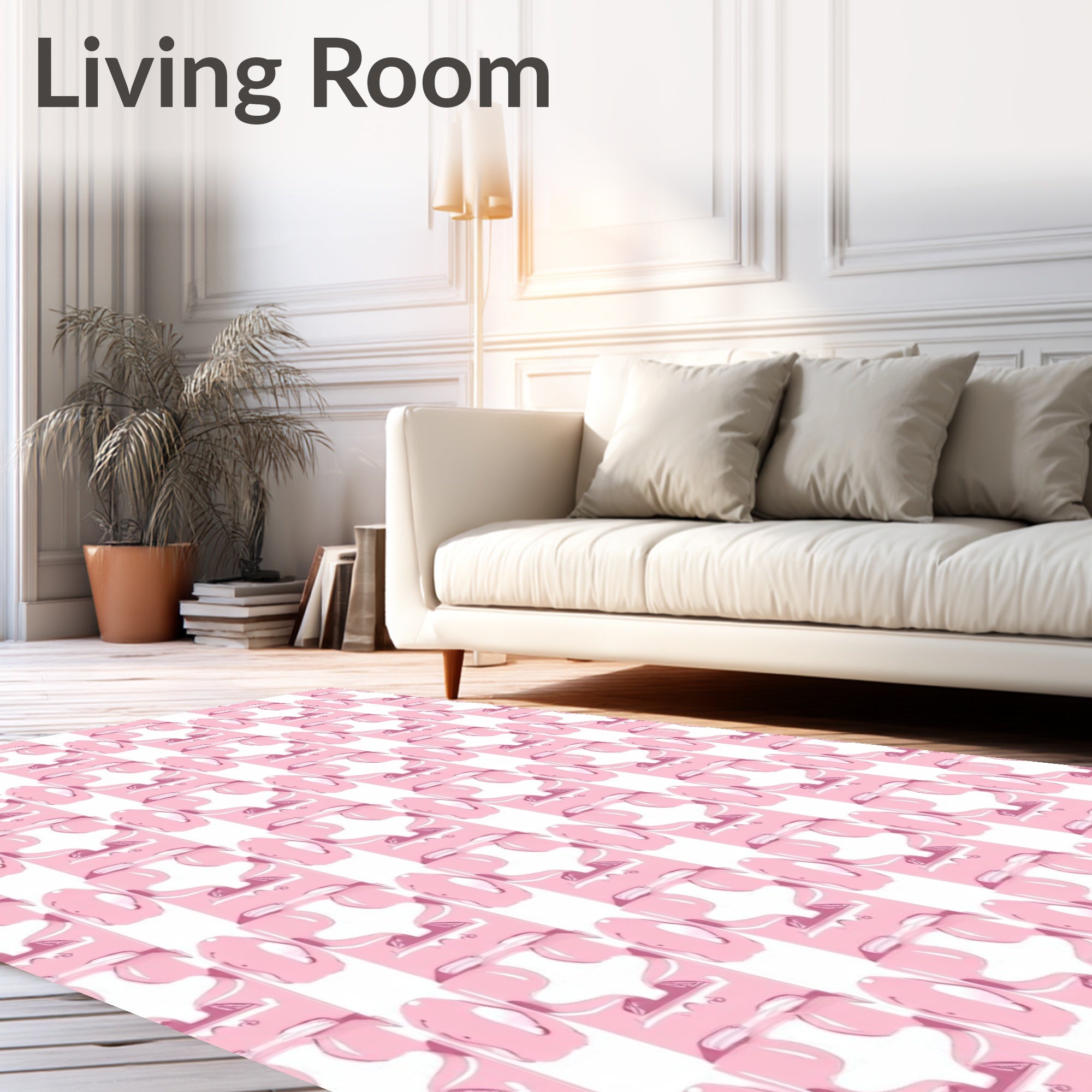 Abstract Pink Geometric Shapes Rug