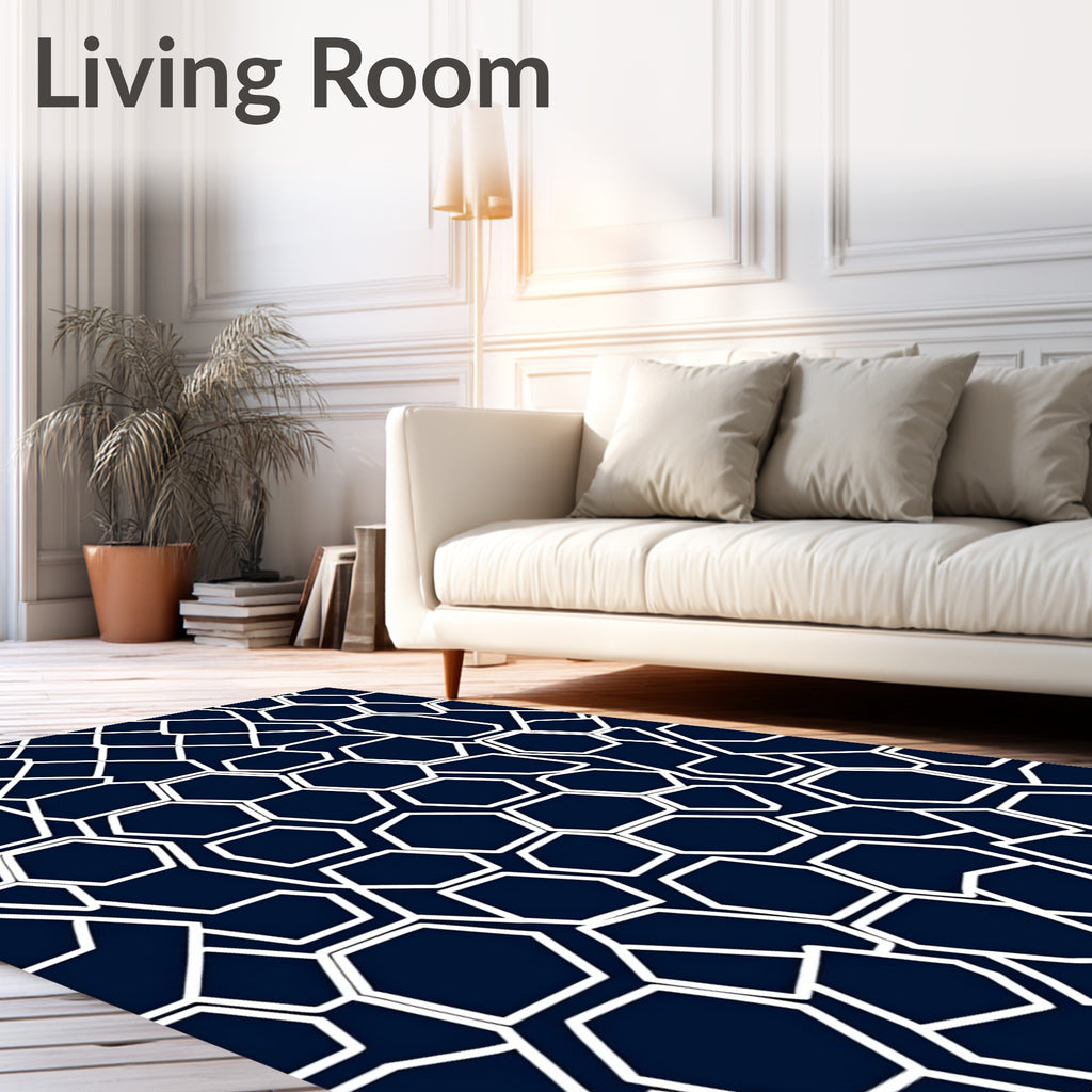 Modern Geometric Honeycomb Pattern Design Rug