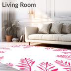 Pink Leafy Tropical Border Design Rug