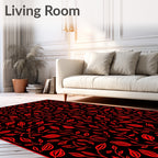 Red Floral Vines Pattern Rug