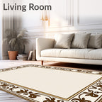 Elegant Brown Floral Border Design Rug