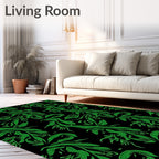 Dynamic Green Leaf Abstract Pattern Rug