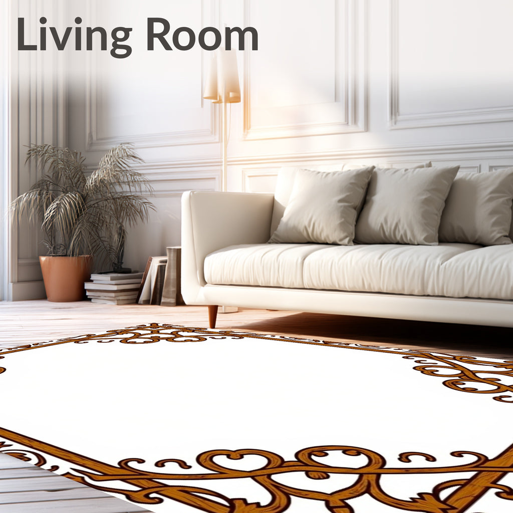 Ornate Scrollwork With Leaf Accents Rug