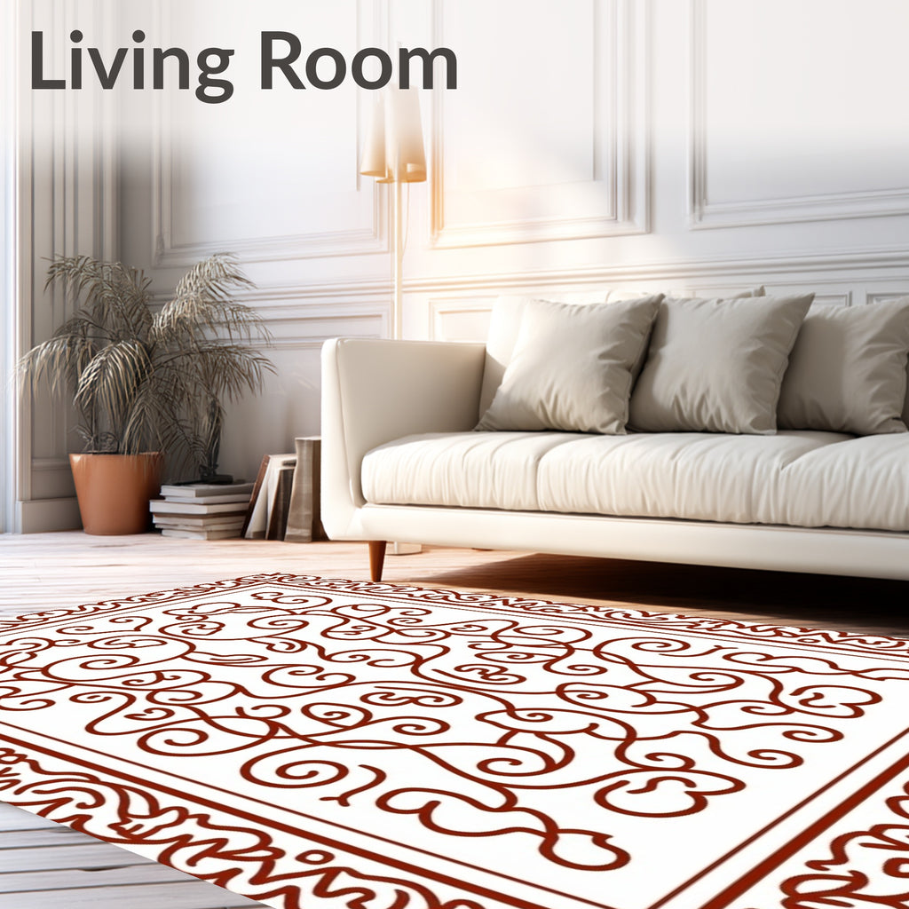 Classic Swirl Floral Bordered Design Rug