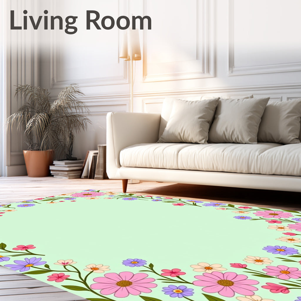 Retro Floral Garden Pattern Rug