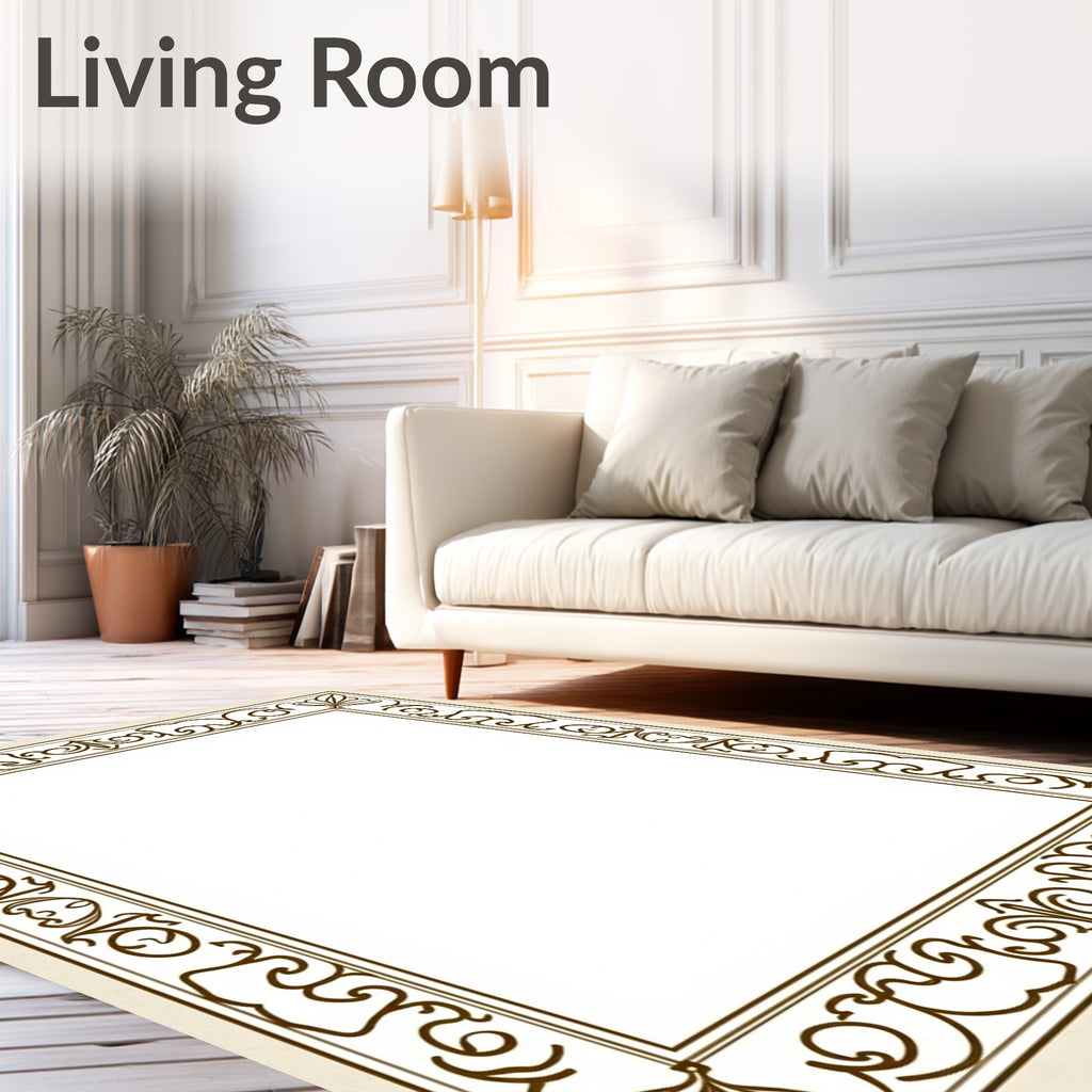 Vintage Scrollwork Elegant Border Design Rug