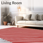 Crimson White Diagonal Stripe Rug