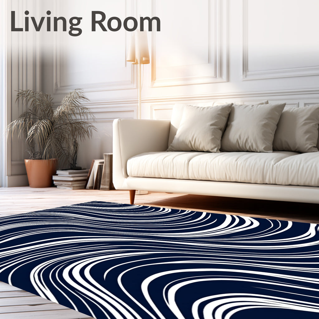 Abstract White Thin Lines Rug