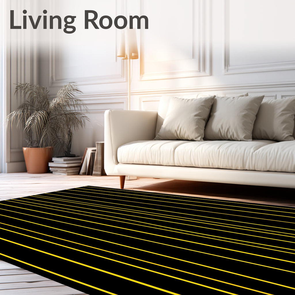 Black and Yellow Vertical Stripe Rug