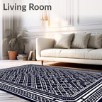 Intricate Geometric Patterned Dark Rug