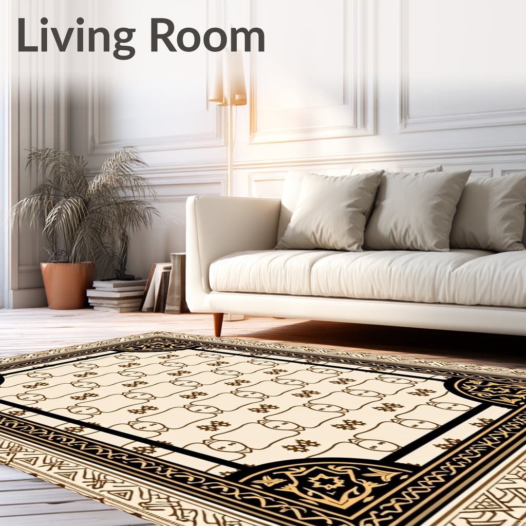Elegant Beige Geometric Contemporary Rug