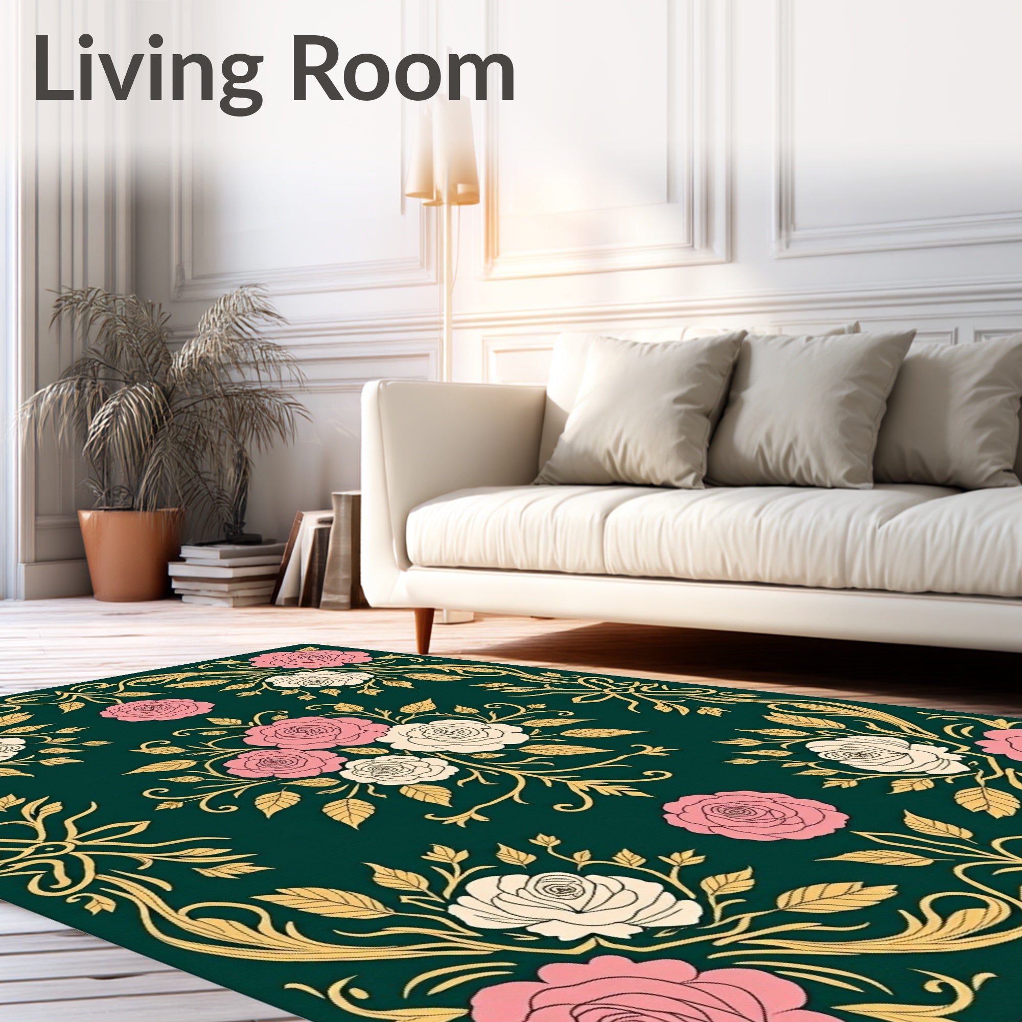 Elegant Rose Scrollwork Pattern Rug