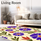 Bold Floral Pattern With Purple Red Blooms Rug