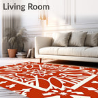 Ornate Red White Floral Mandala Rug