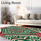 Emerald Red Medallion Symmetry Rug