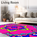 Vibrant Floral Kaleidoscope Pattern Rug