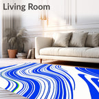 Bold Blue White Winding Lines Rug
