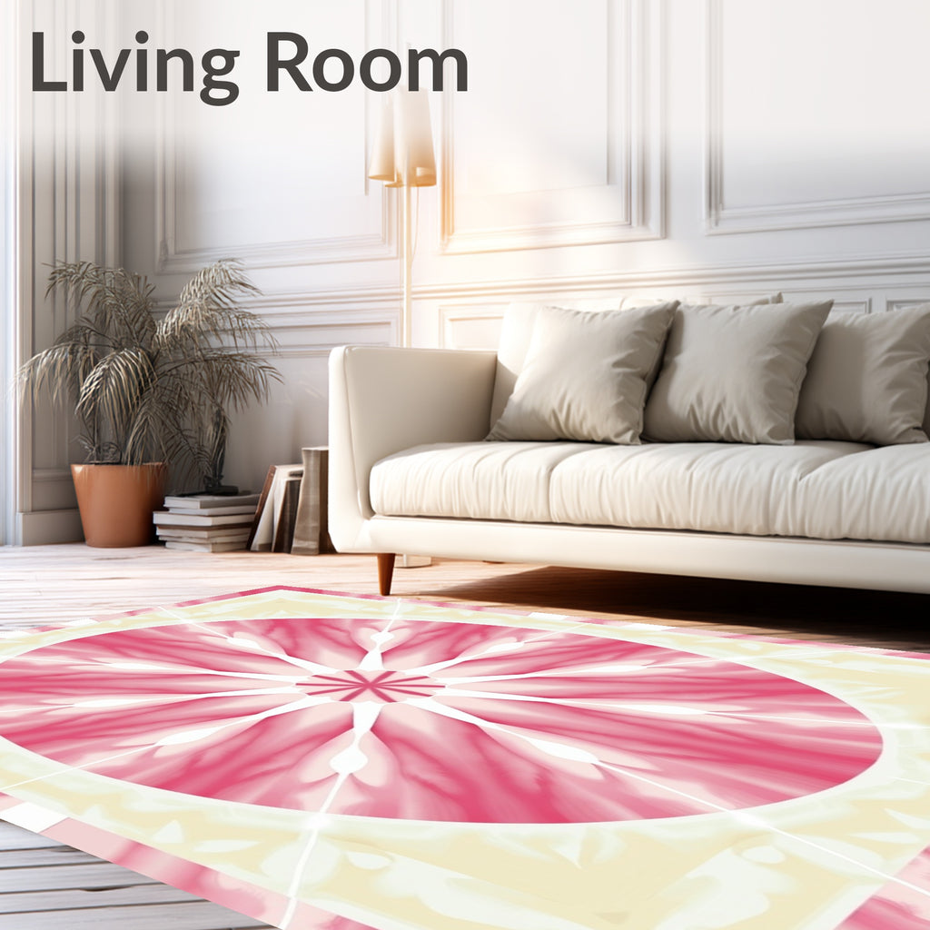 Radiant Pink Floral Mandala Design Rug