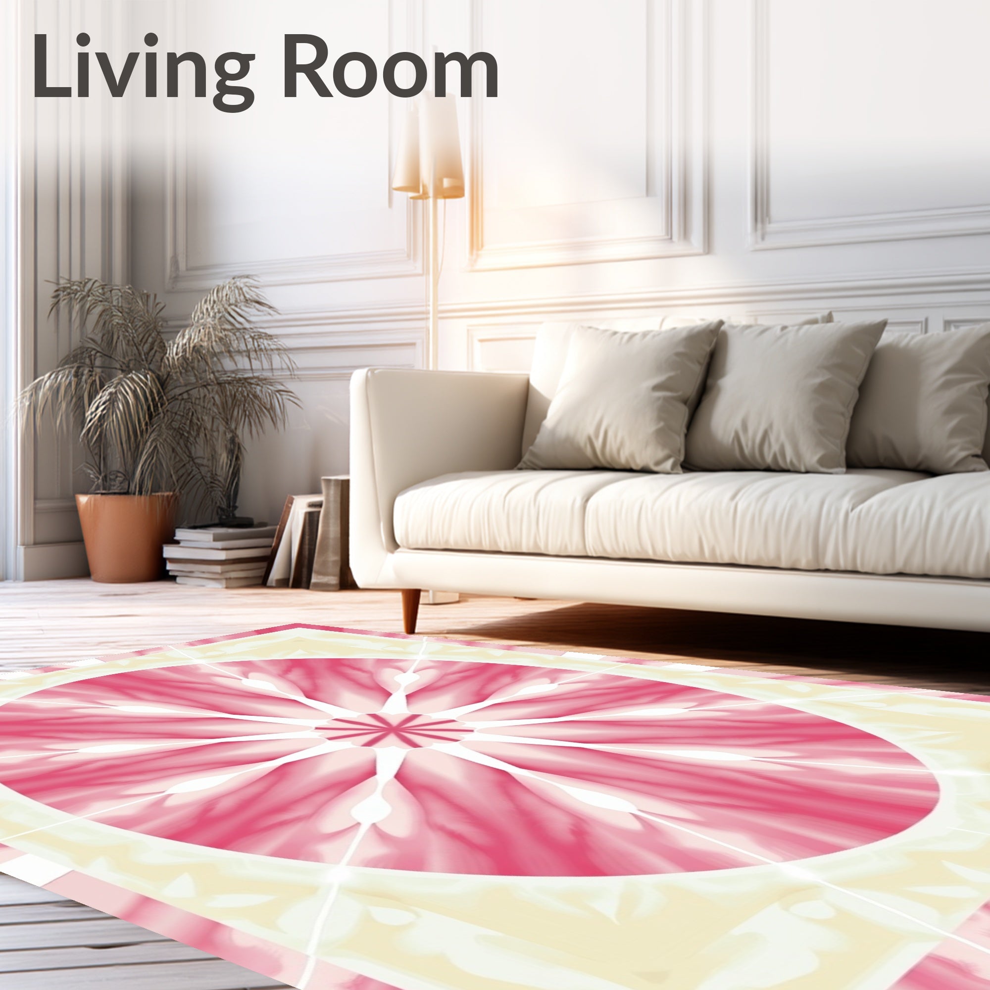 Radiant Pink Floral Mandala Design Rug