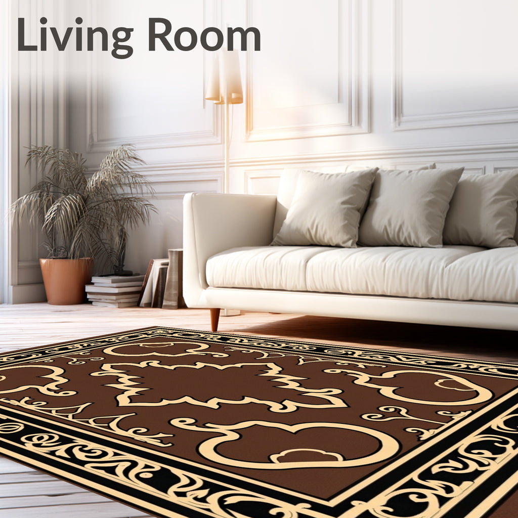 Brown Cream Intricate Medallion Rug