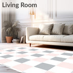 Soft Blush Gray Checkerboard Pattern Rug
