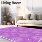 Radiant Starburst Patterned Purple Rug