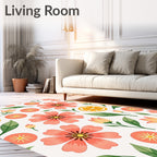 Coral Floral Citrus Pattern Rug