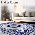 Classic Blue Sunburst Ornamental Rug