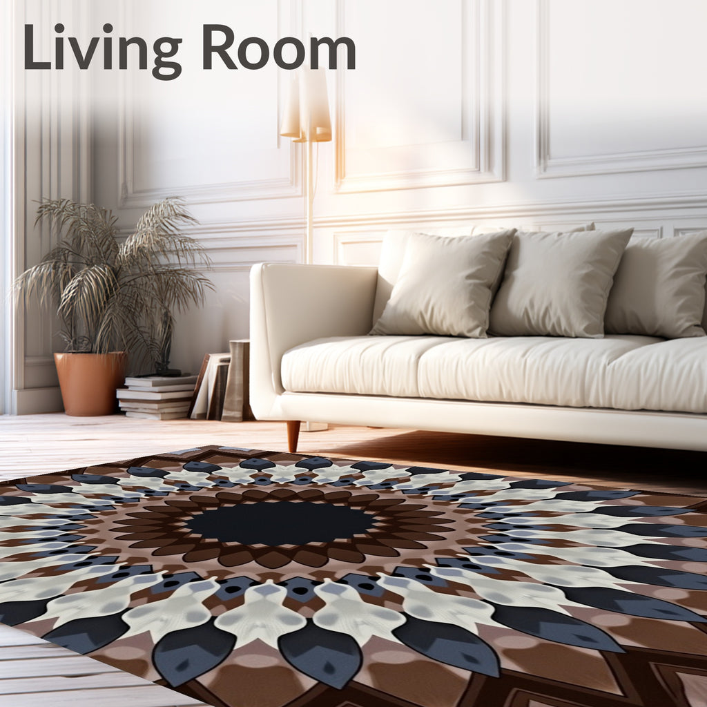Brown Earth Toned Geometric Mandala Rug