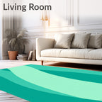 Teal Wave Pattern Design Rug
