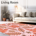 Terracotta Leaf Pattern Design Rug