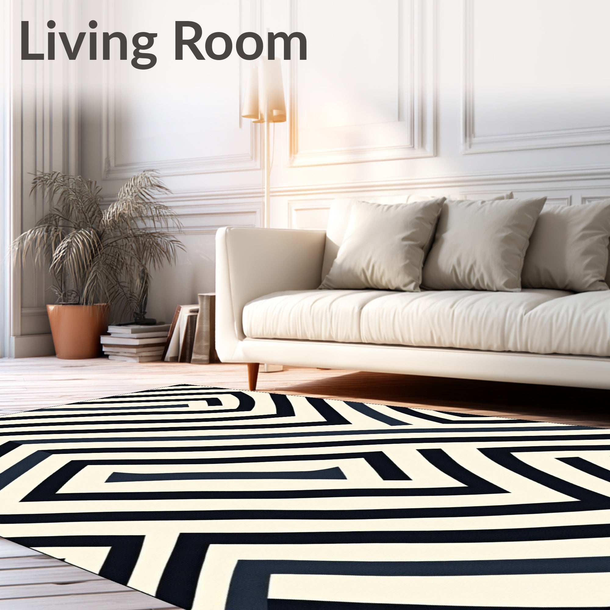 Abstract Striped Maze Pattern Rug