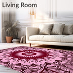 Pink Mandala Patterned Floral Rug