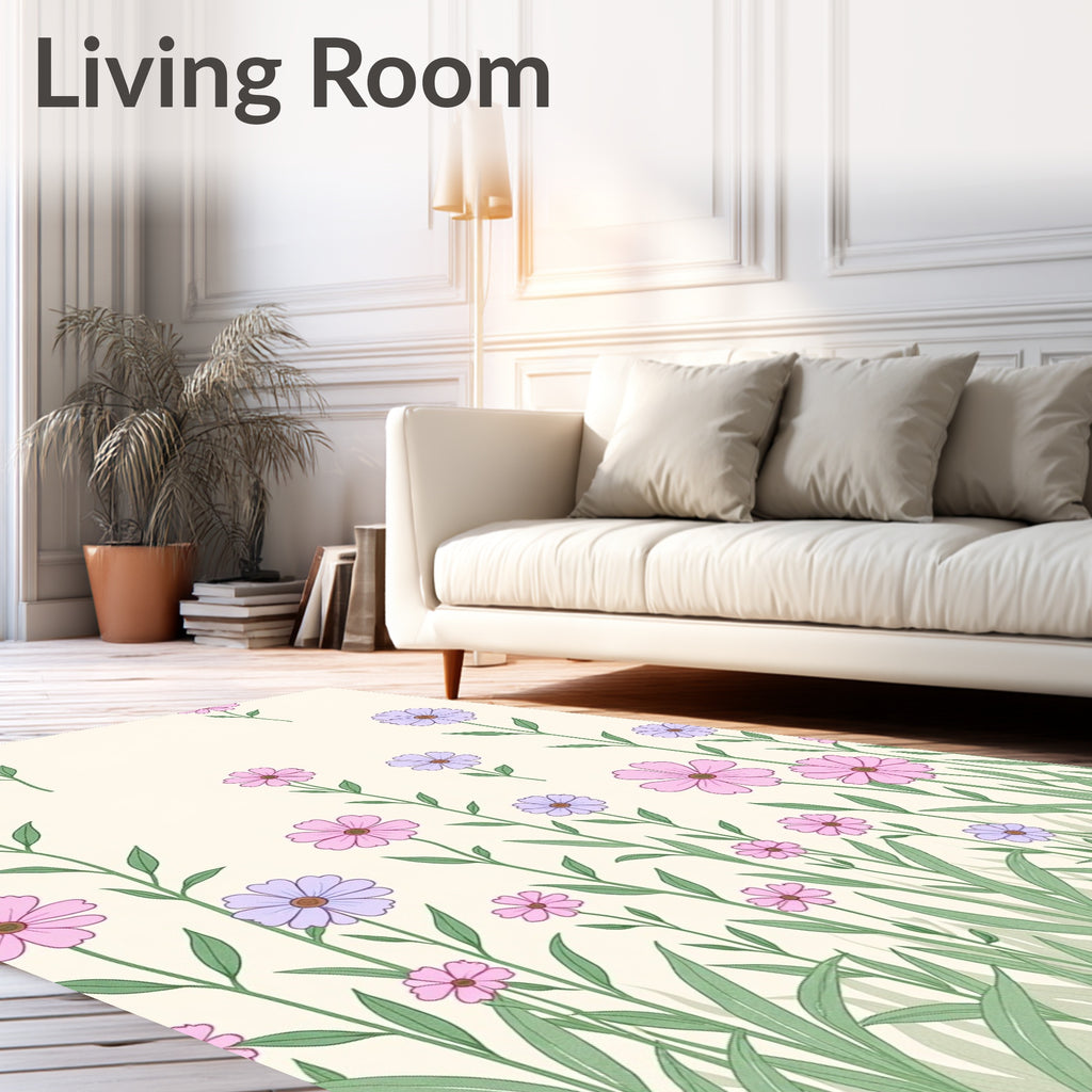 Pastel Floral Garden Pattern Rug