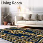 Ancient Sun Gold Blue Pattern Rug