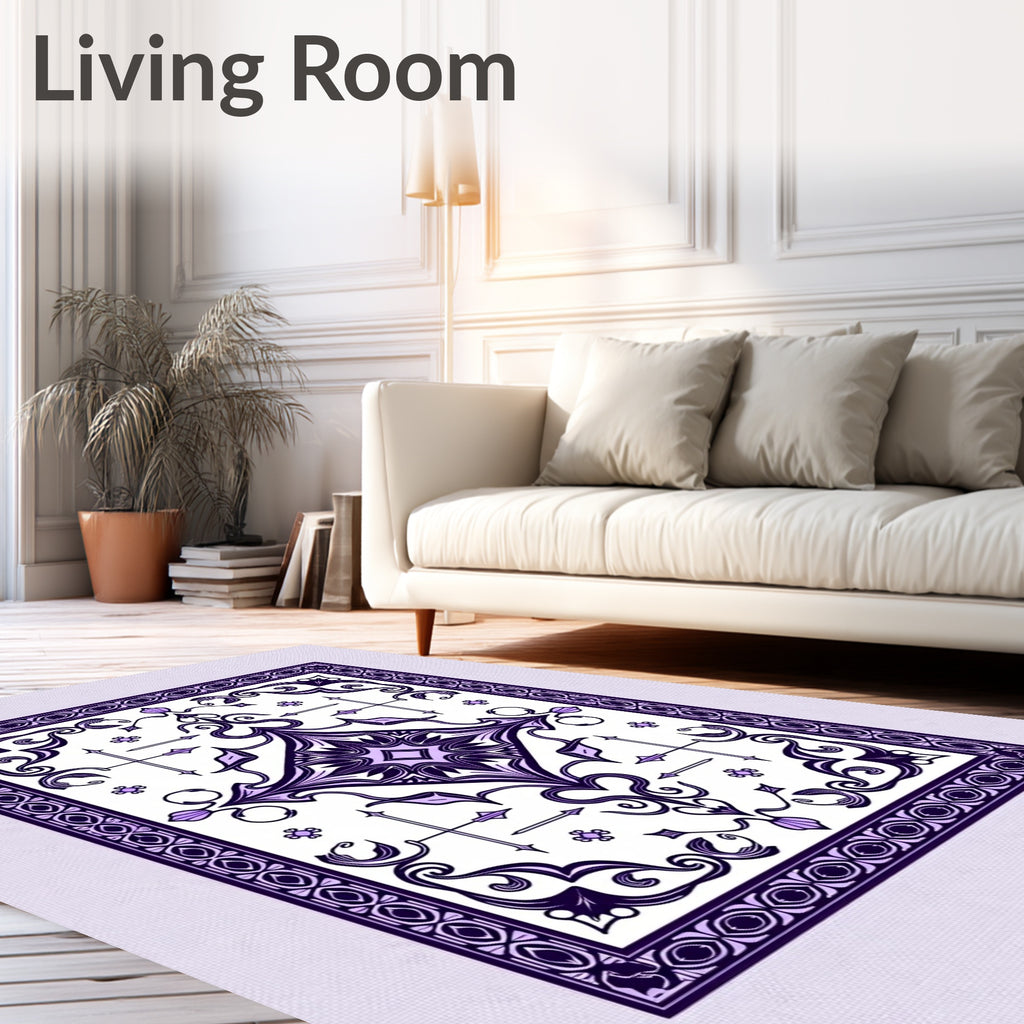 Elegant Purple Floral Mandala Pattern Rug