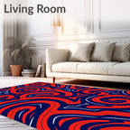 Abstract Swirl Red Blue Pattern Rug