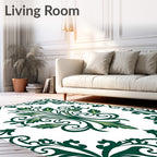 Elegant Green Floral Scrollwork Design Rug