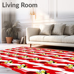 Red White Abstract Face Contemporary Rug