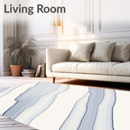 Abstract Blue Streaked Curve Design Rug