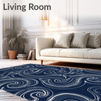 Blue Abstract Swirl Pattern Rug
