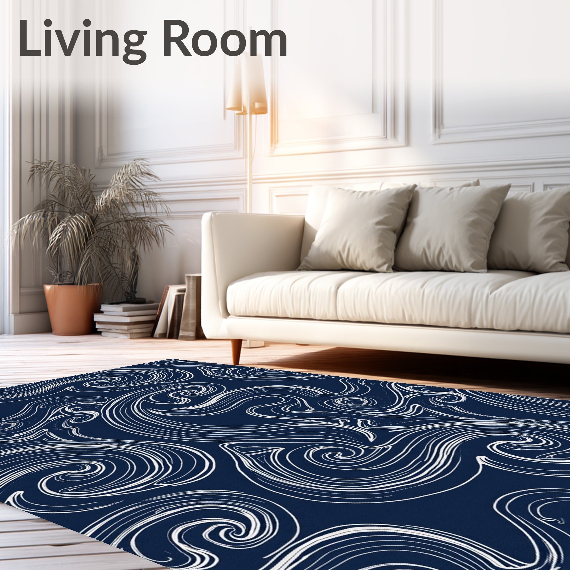 Blue Abstract Swirl Pattern Rug