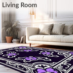 Ornate Purple Floral Frame Rug
