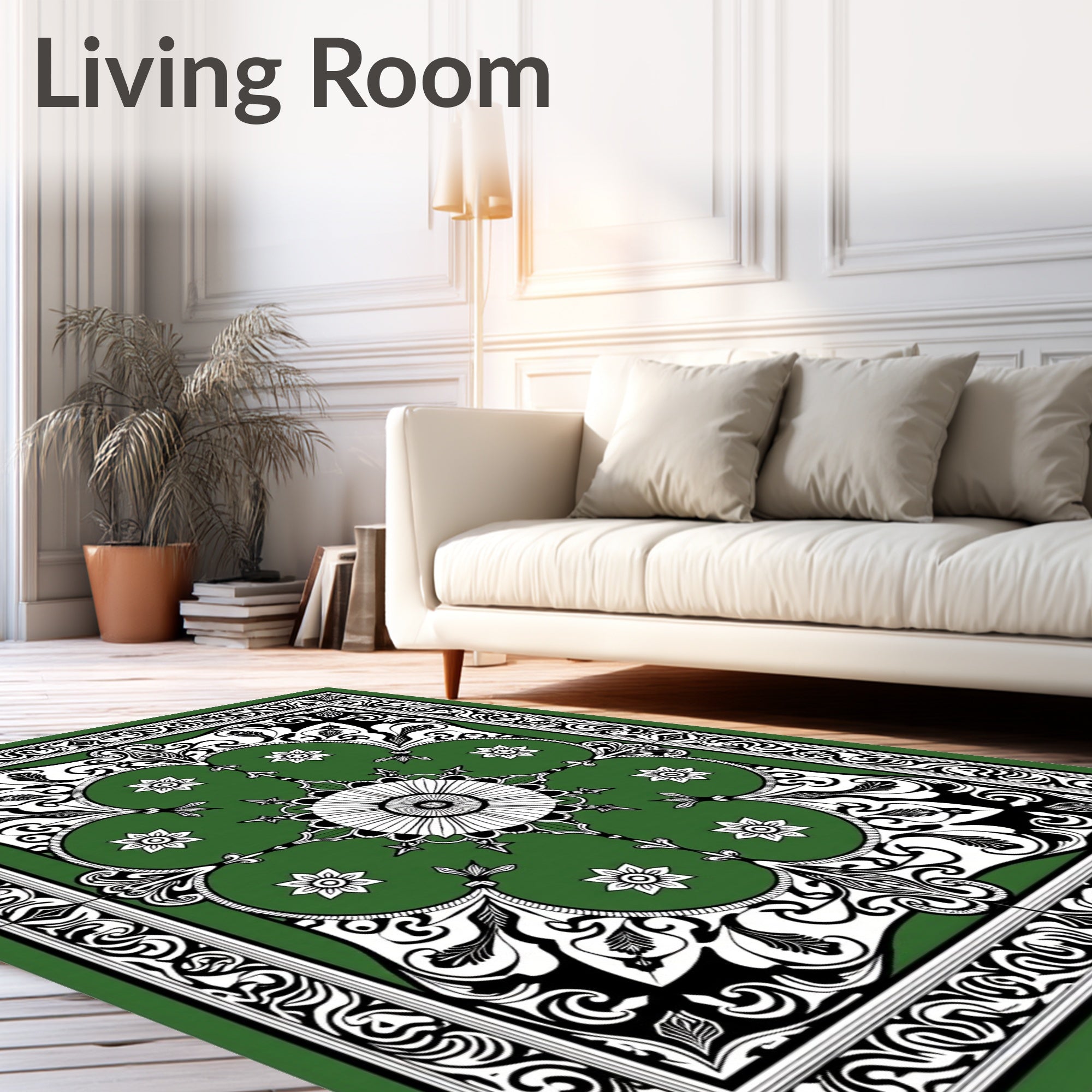 Emerald Floral Intricate Pattern Rug