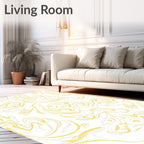 Abstract Swirls Light Yellow Pattern Rug