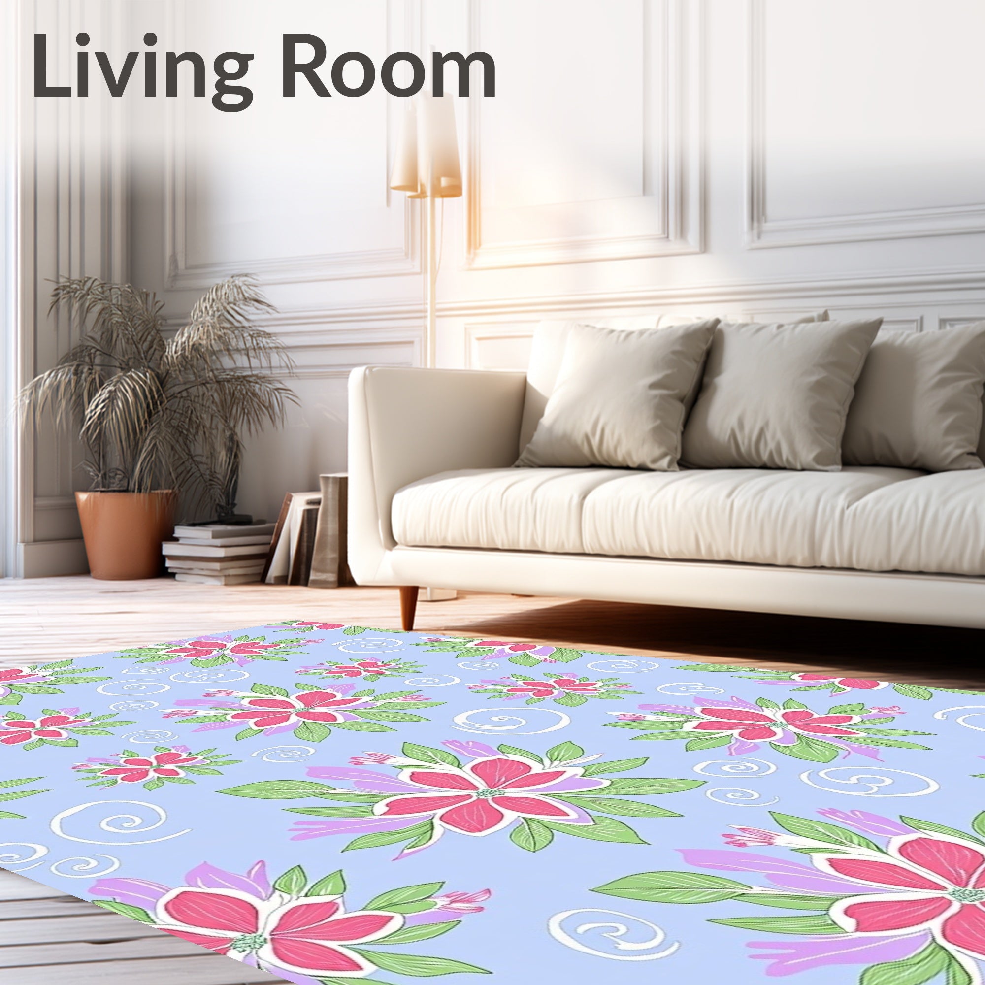 Pink And Purple Floral Swirl Pattern Rug