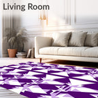 Purple White Geometric Triangle Pattern Rug
