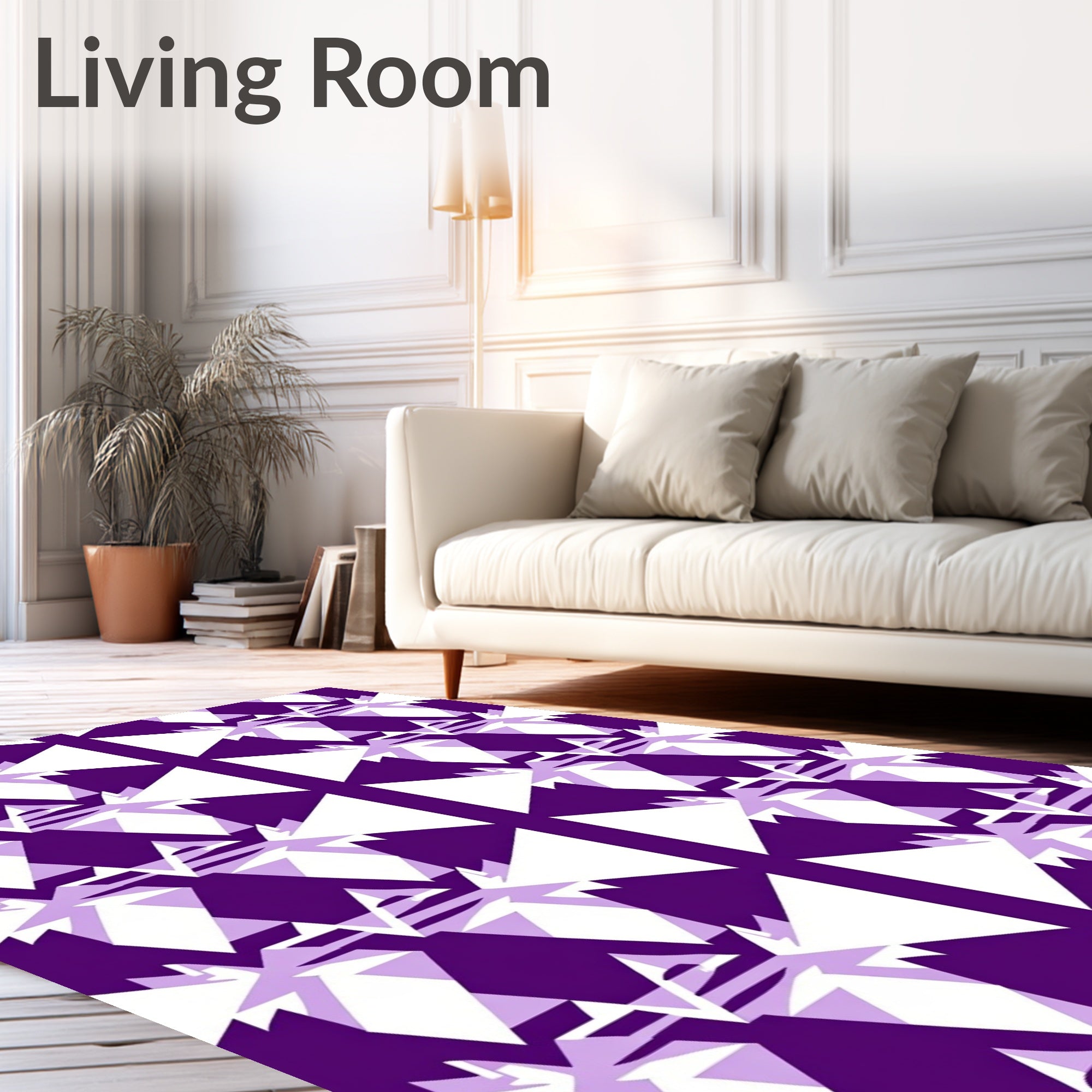 Purple White Geometric Triangle Pattern Rug