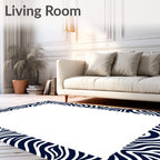 Navy and White Swirl Pattern Rug